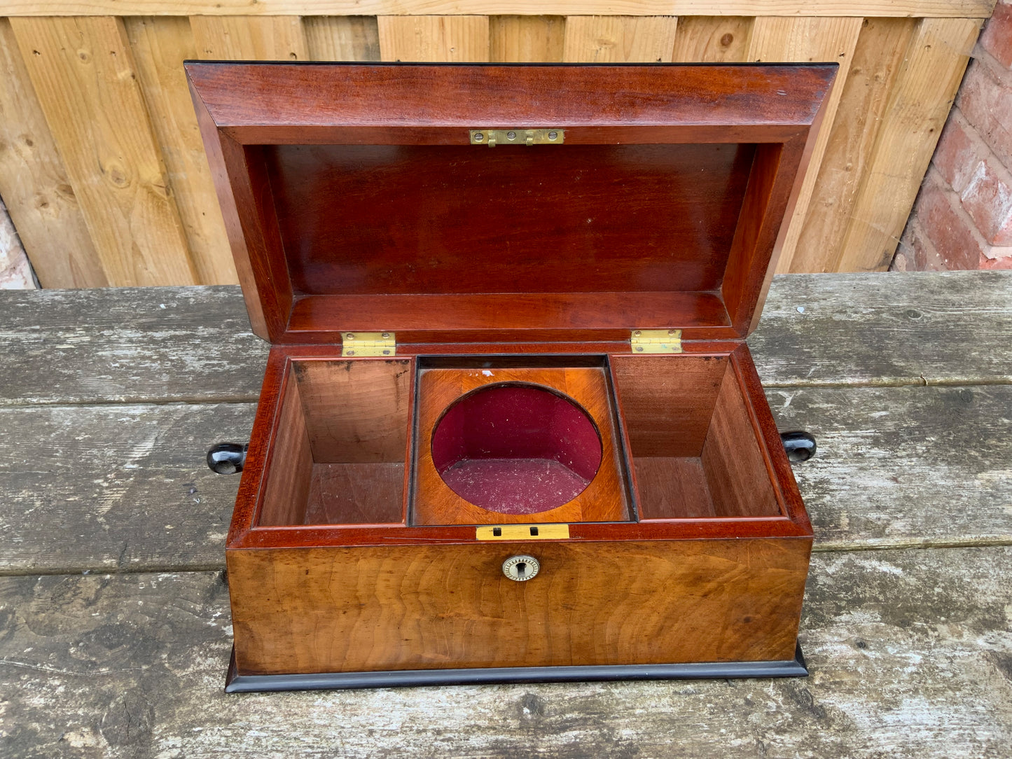 19th-Century Walnut & Ebonised Sarcophagus Tea Caddy