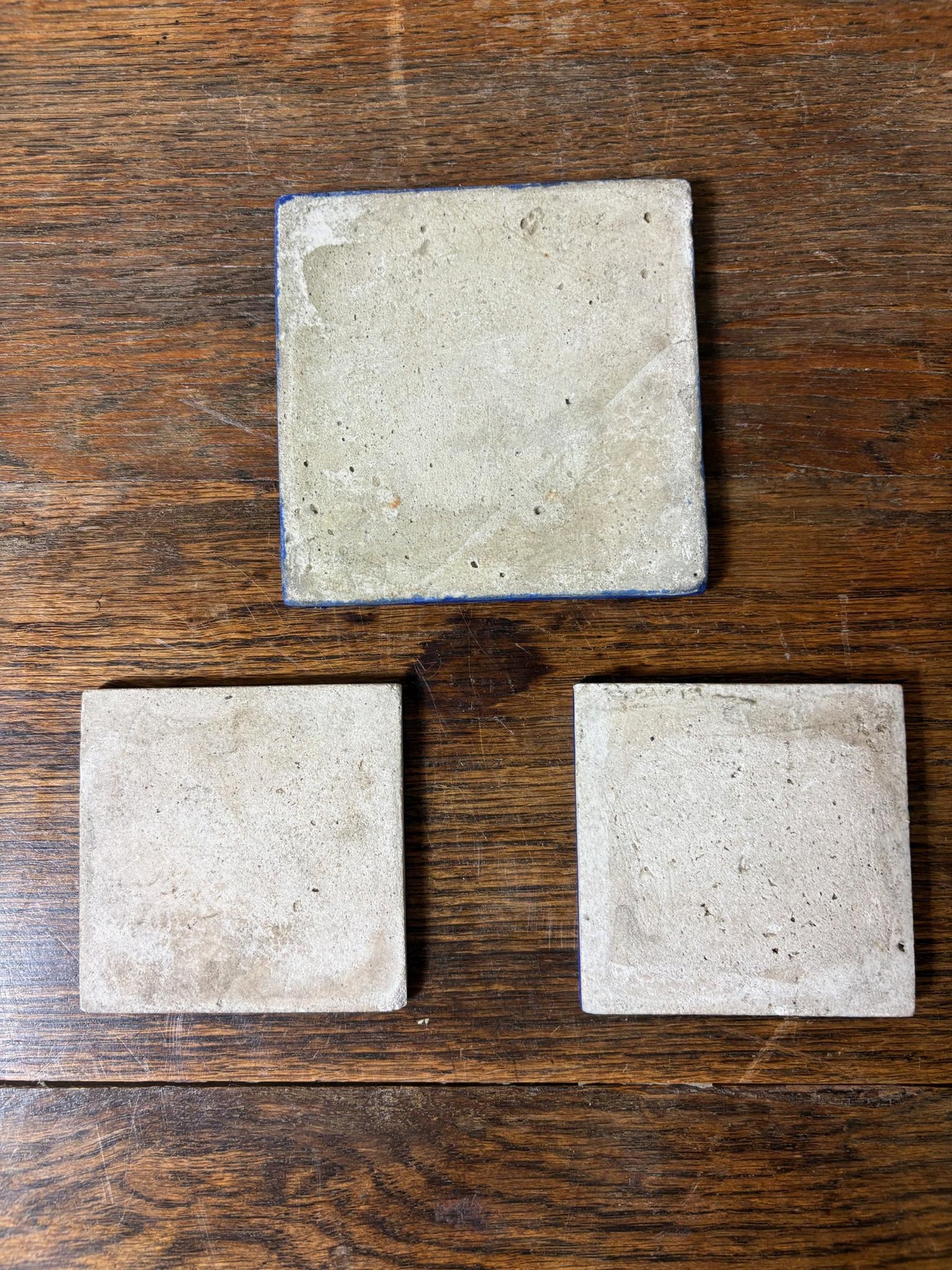 Set of 3 Hand-Painted Persian/Jaipur-Style Tiles – Horse & Elephant, Cobalt Ground