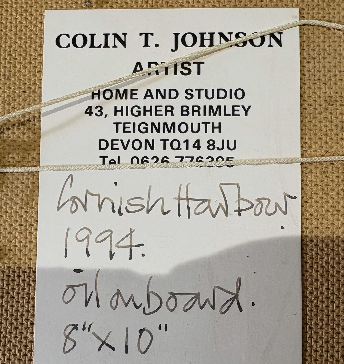 Colin T Johnson, Oil on Board, Cornish Harbour Scene '94