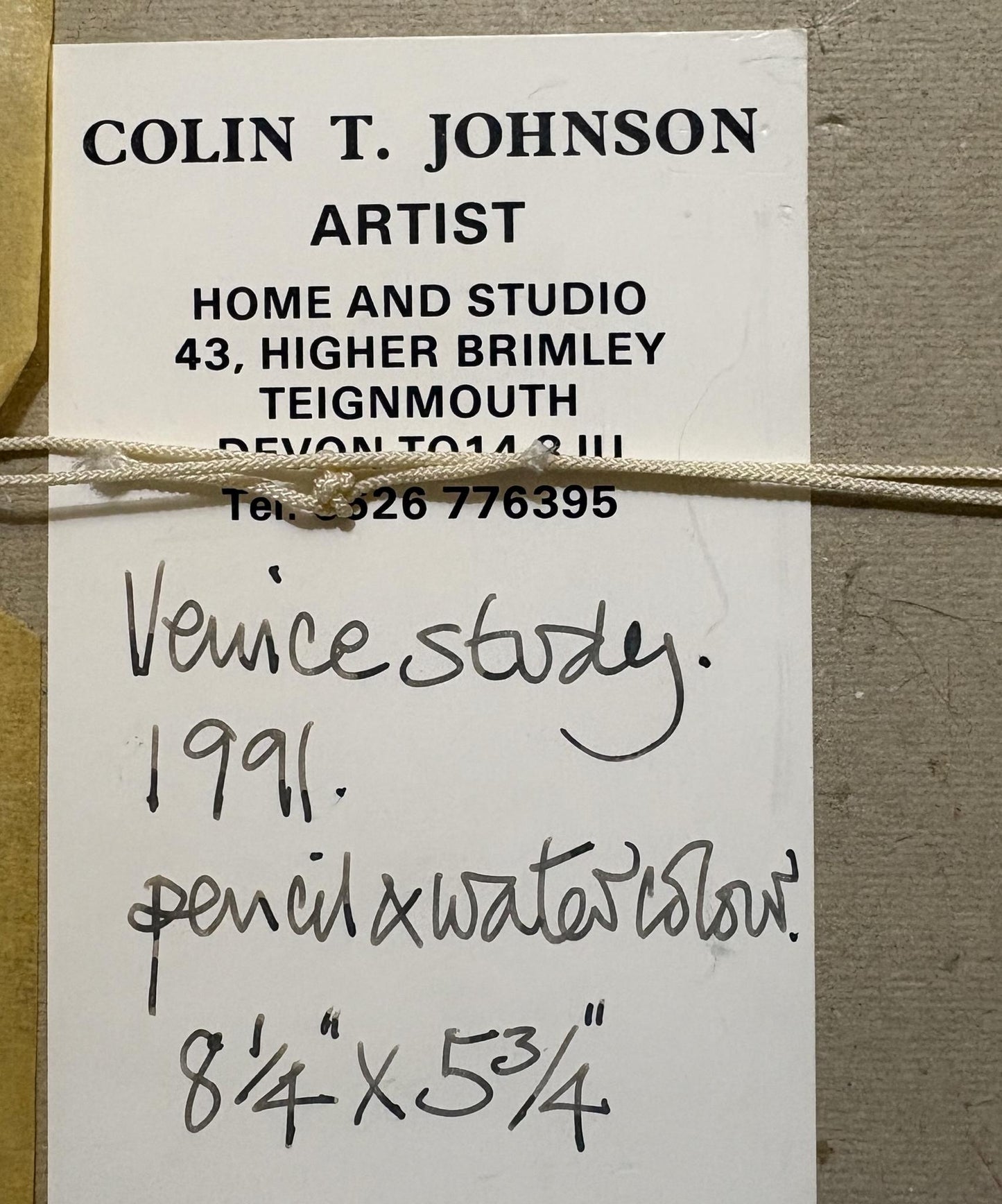 Colin T. Johnson, Watercolour, Venice Study, 1991