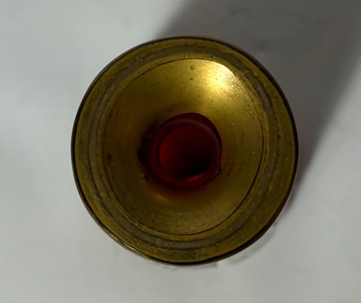 19th Century Bohemian Cranberry Overlay Glass Bottle with Enamel Panels & Gilt