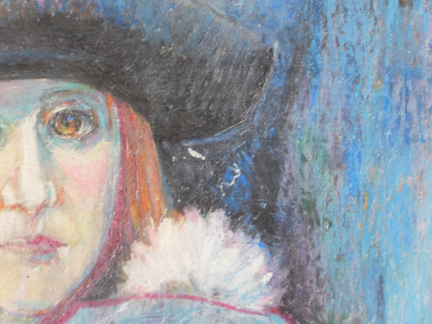 Pastel Portrait – Mother & Child – Framed Mid-Century