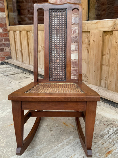 Edwardian Cane Seated and Backed Rocking Chair