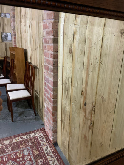 Edwardian Oak Framed Wall Mirror with Bevelled Glass