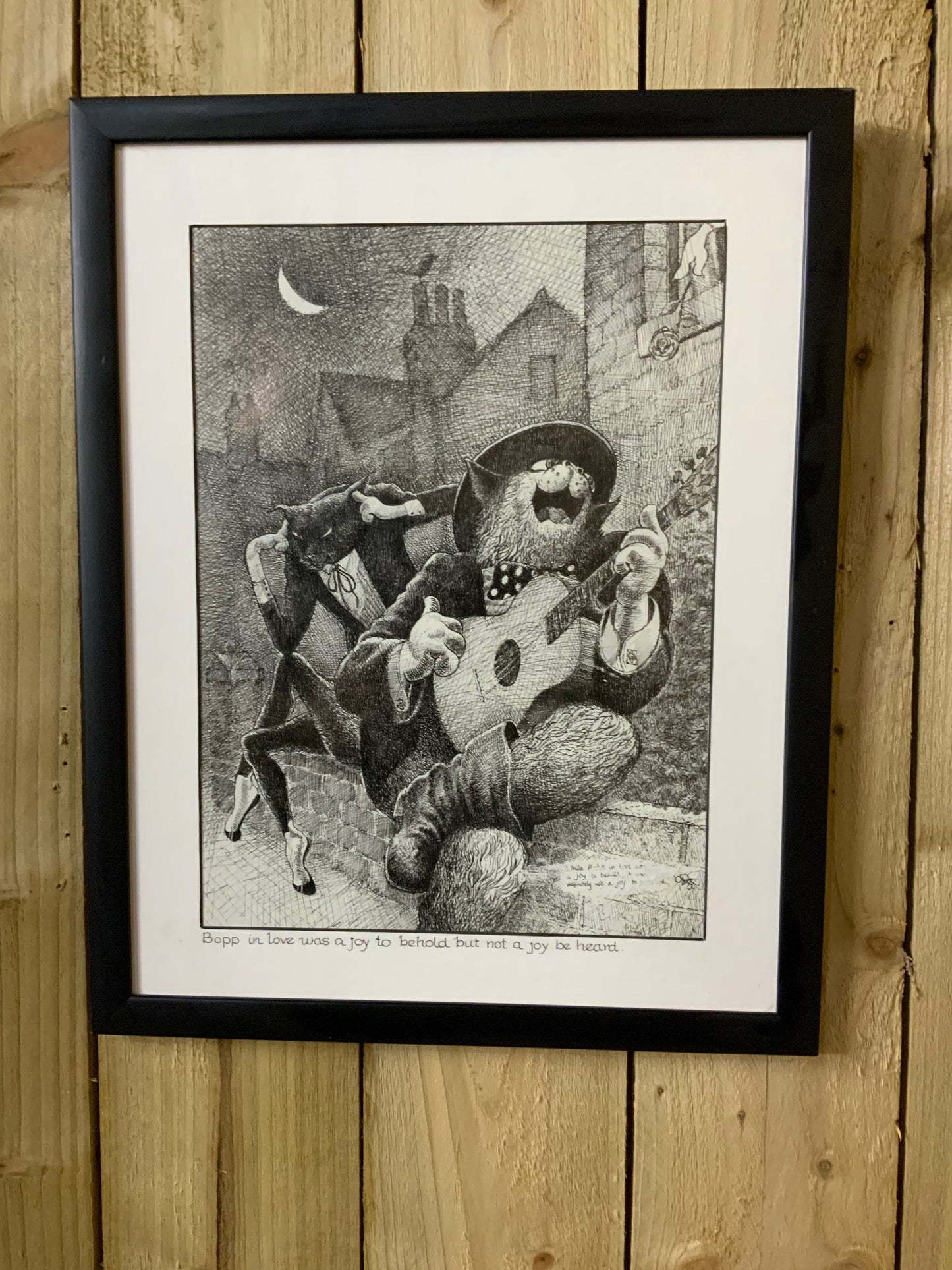 Pair of Humorous Pen Drawings — “Neighbourhood Watch” & “Bopp in Love …” (signed OD, 1988)