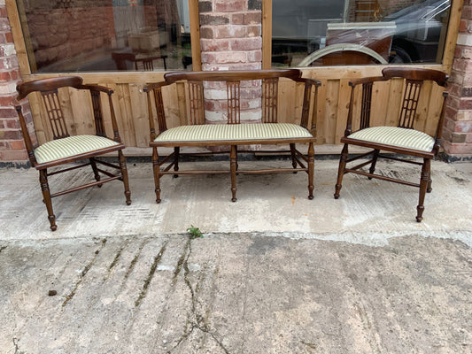 Edwardian Salon Suite by Brough Brothers, Liverpool – Sofa & Pair of Tub Chairs (c.1905–10)