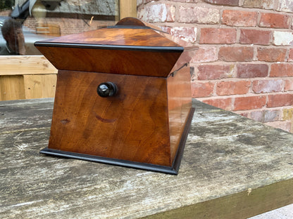 19th-Century Walnut & Ebonised Sarcophagus Tea Caddy