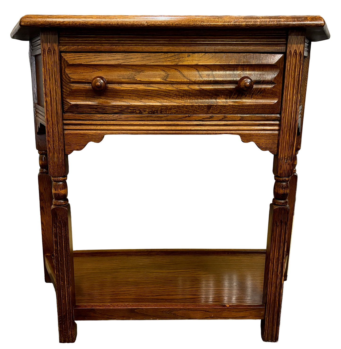 Mid‑20th Century Oak Credence Table with Drawer & Shelf