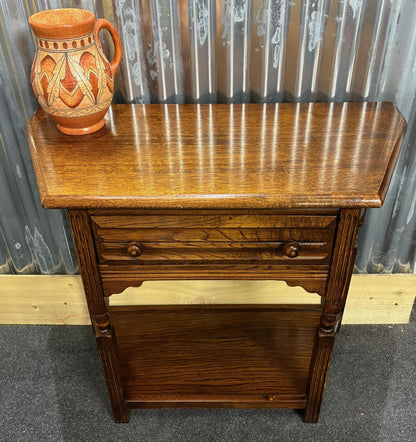 Mid‑20th Century Oak Credence Table with Drawer & Shelf