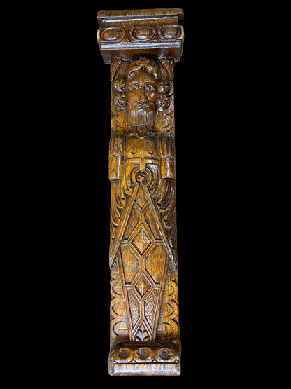 Set of 18th-Century Carved Oak Herm Mounts and Corbels