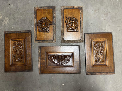 18th‑Century Carved Oak Panels – Cherub & Putti