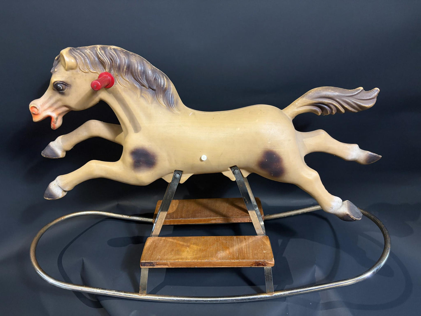Mid‑Century Plastic Rocking Horse on Tubular Steel Base, c.1955–65