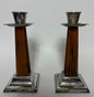 Pair of Art Deco Bakelite & Silver‑Plate Candlesticks, 1930s, 15cm High