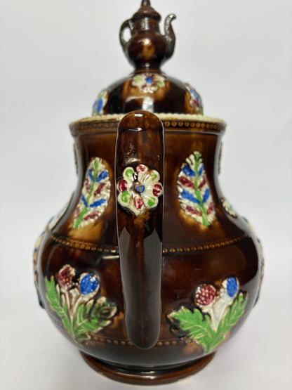 Bargeware Teapot - “A Present from a Friend”  - 19th Century Measham - Large