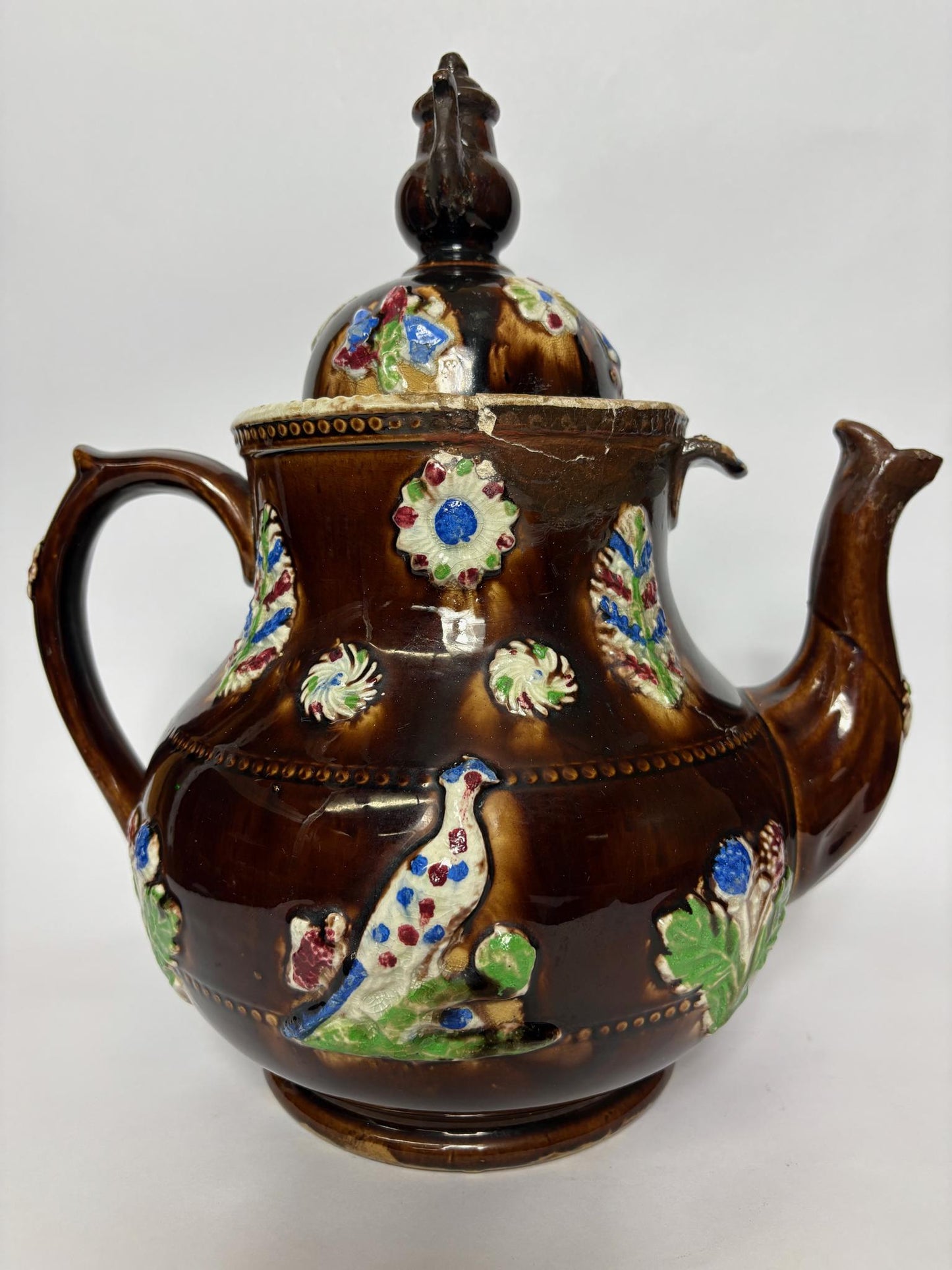 Bargeware Teapot - “A Present from a Friend”  - 19th Century Measham - Large