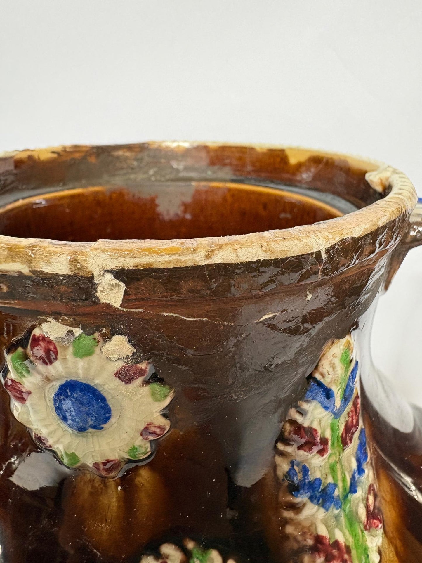 Bargeware Teapot - “A Present from a Friend”  - 19th Century Measham - Large