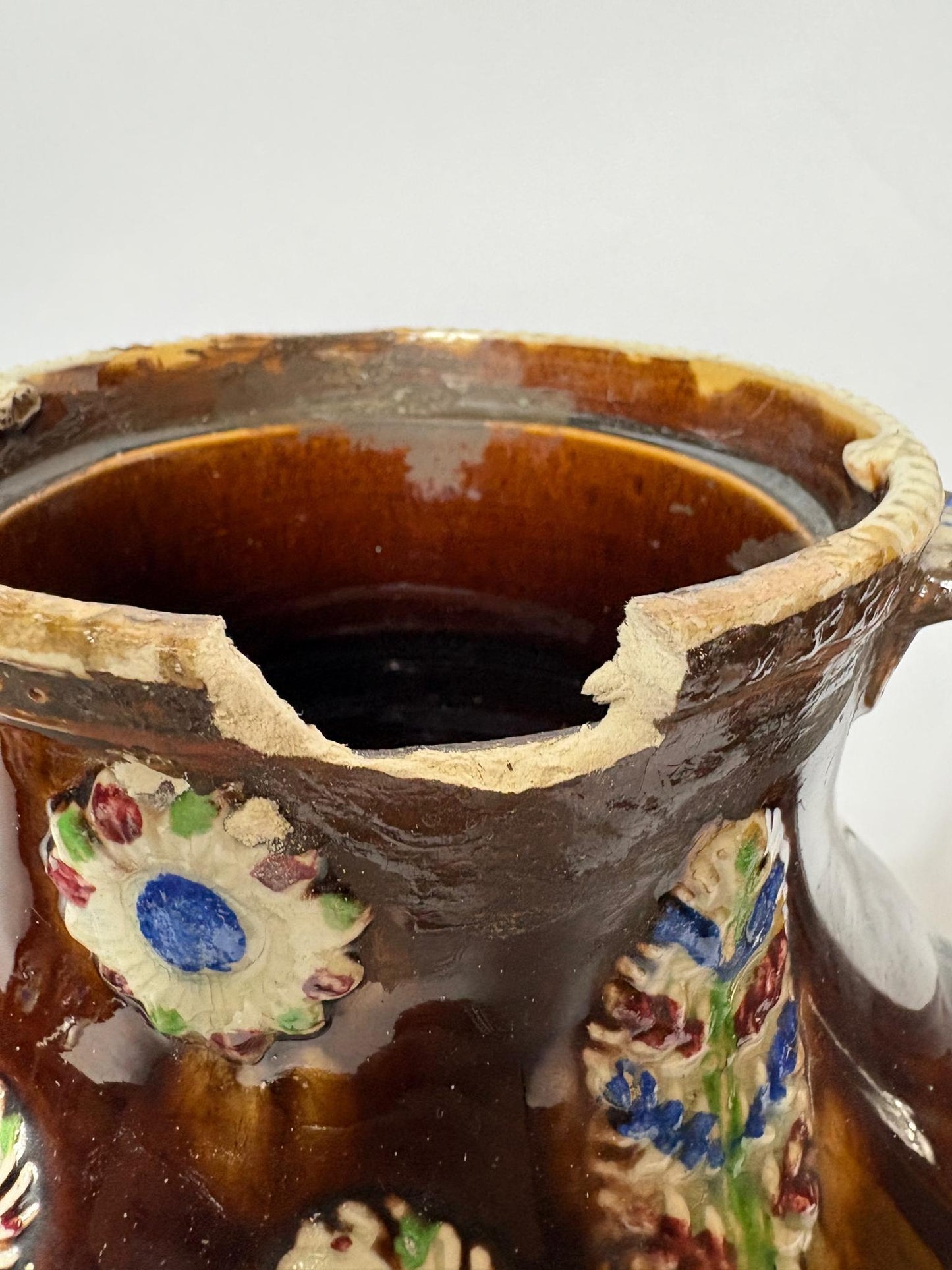 Bargeware Teapot - “A Present from a Friend”  - 19th Century Measham - Large