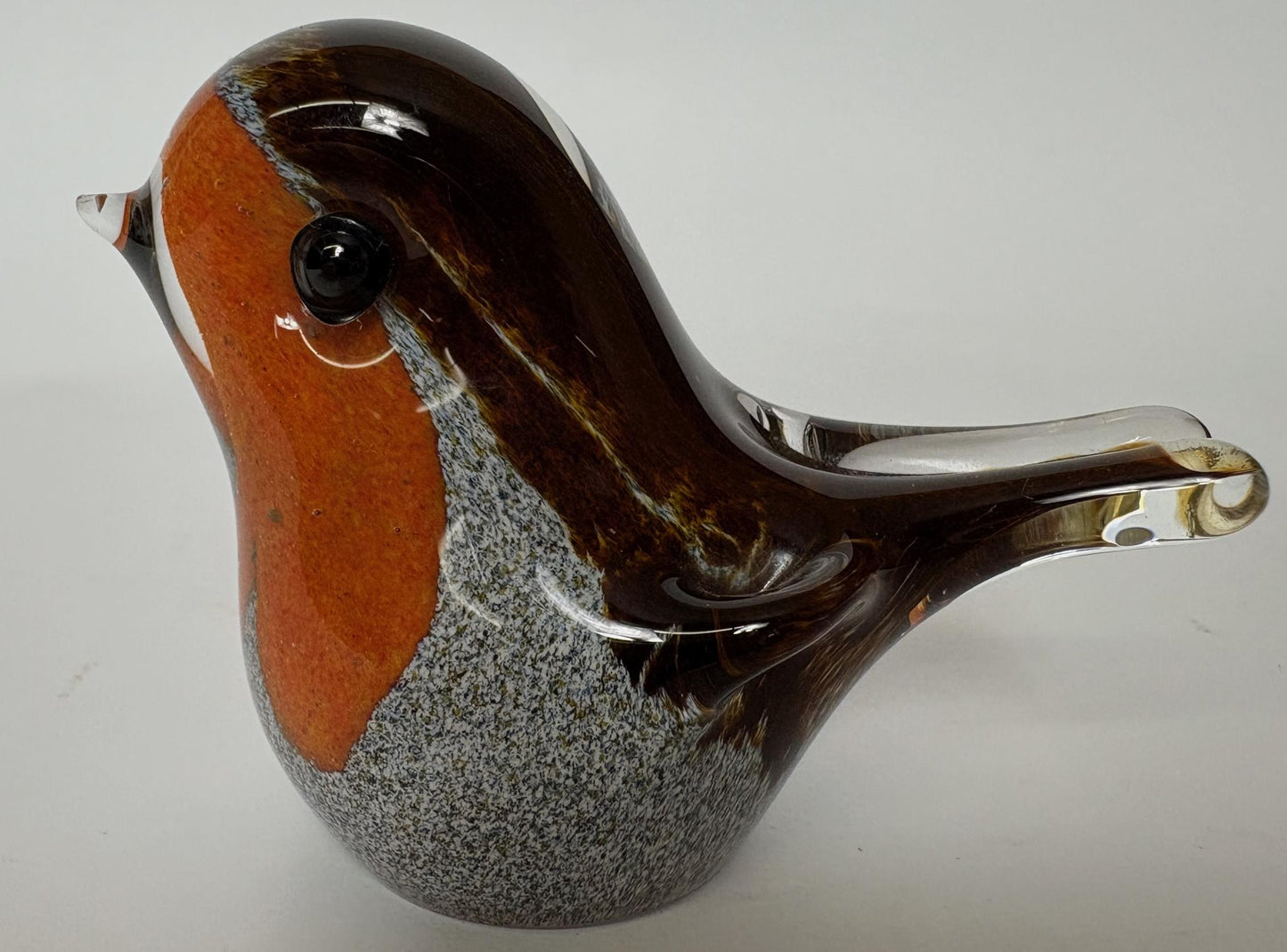 Vintage Langham Glass Robin Paperweight – Hand‑Blown Art Glass Bird, Made in England