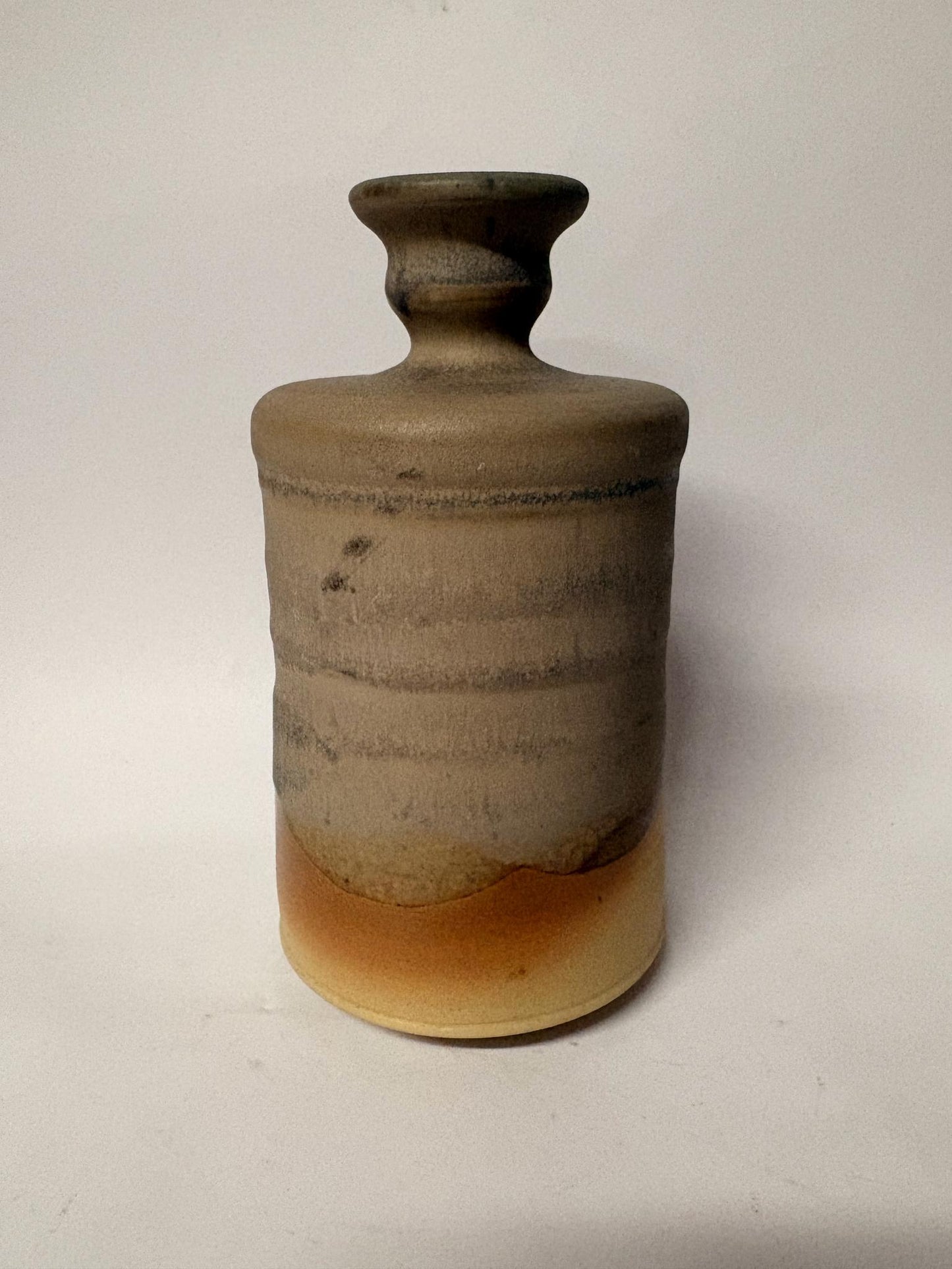 Studio Pottery Stoneware Vase – Grey & Sand Ombré Glaze - Signed
