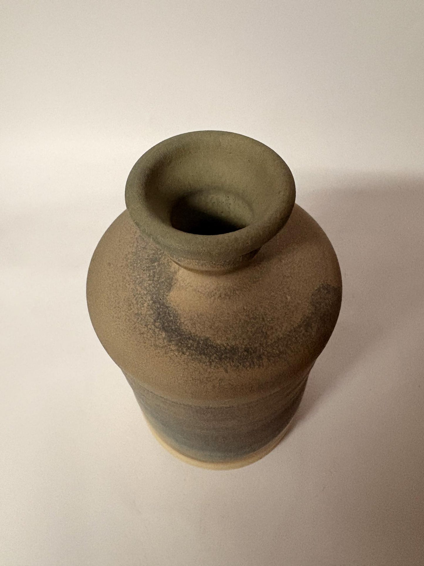 Studio Pottery Stoneware Vase – Grey & Sand Ombré Glaze - Signed