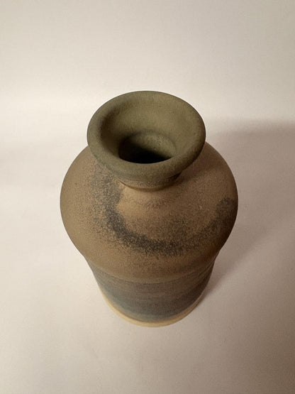 Studio Pottery Stoneware Vase – Grey & Sand Ombré Glaze - Signed
