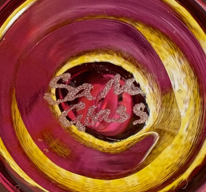 Mid‑Century Sommerso Cased Glass Bottle Vase – Cranberry & Amber