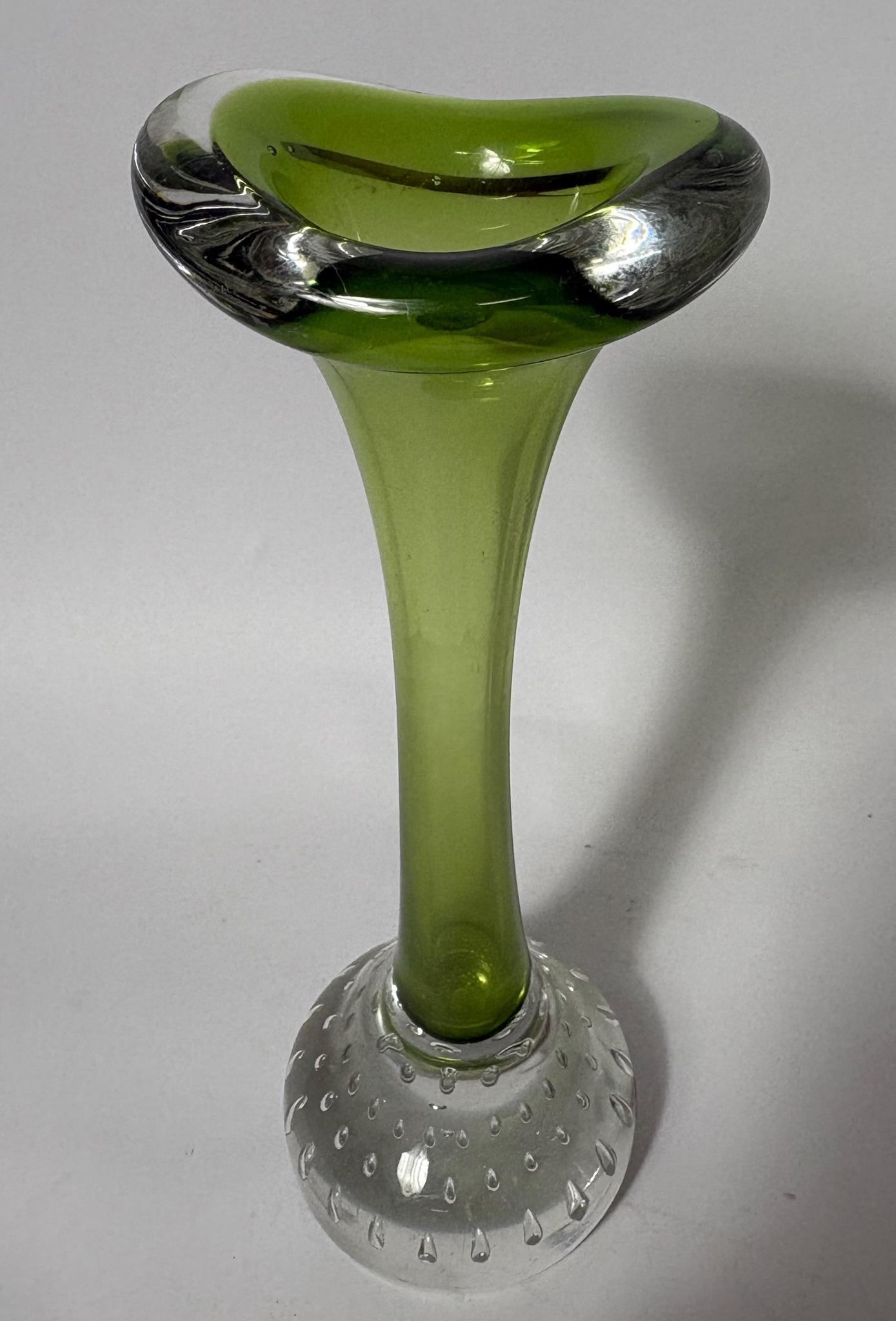 Mid‑Century Swedish Åseda (Aseda) Art Glass “Jack in the Pulpit” Vase – Green