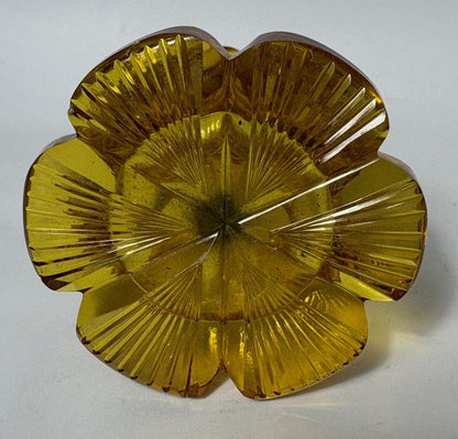 Late Victorian / Edwardian Amber Cut Glass Scent Bottle with Stopper