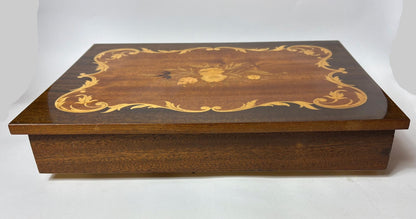Italian Inlaid Musical Jewellery Box (37cm) – Sorrento Style Marquetry, Working Music