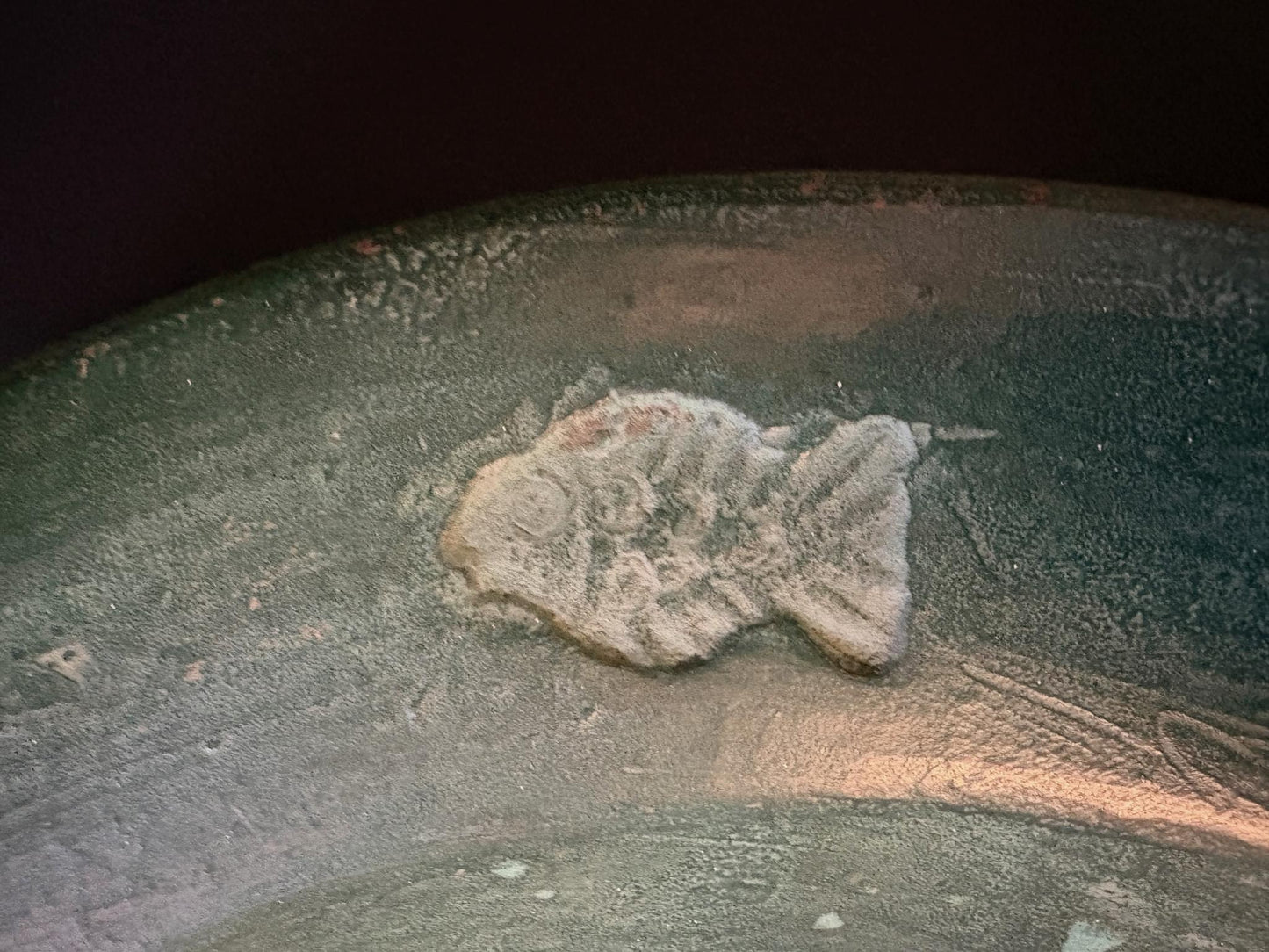 Moroccan Tamegroute Large Green Glazed Charger with Fish Border