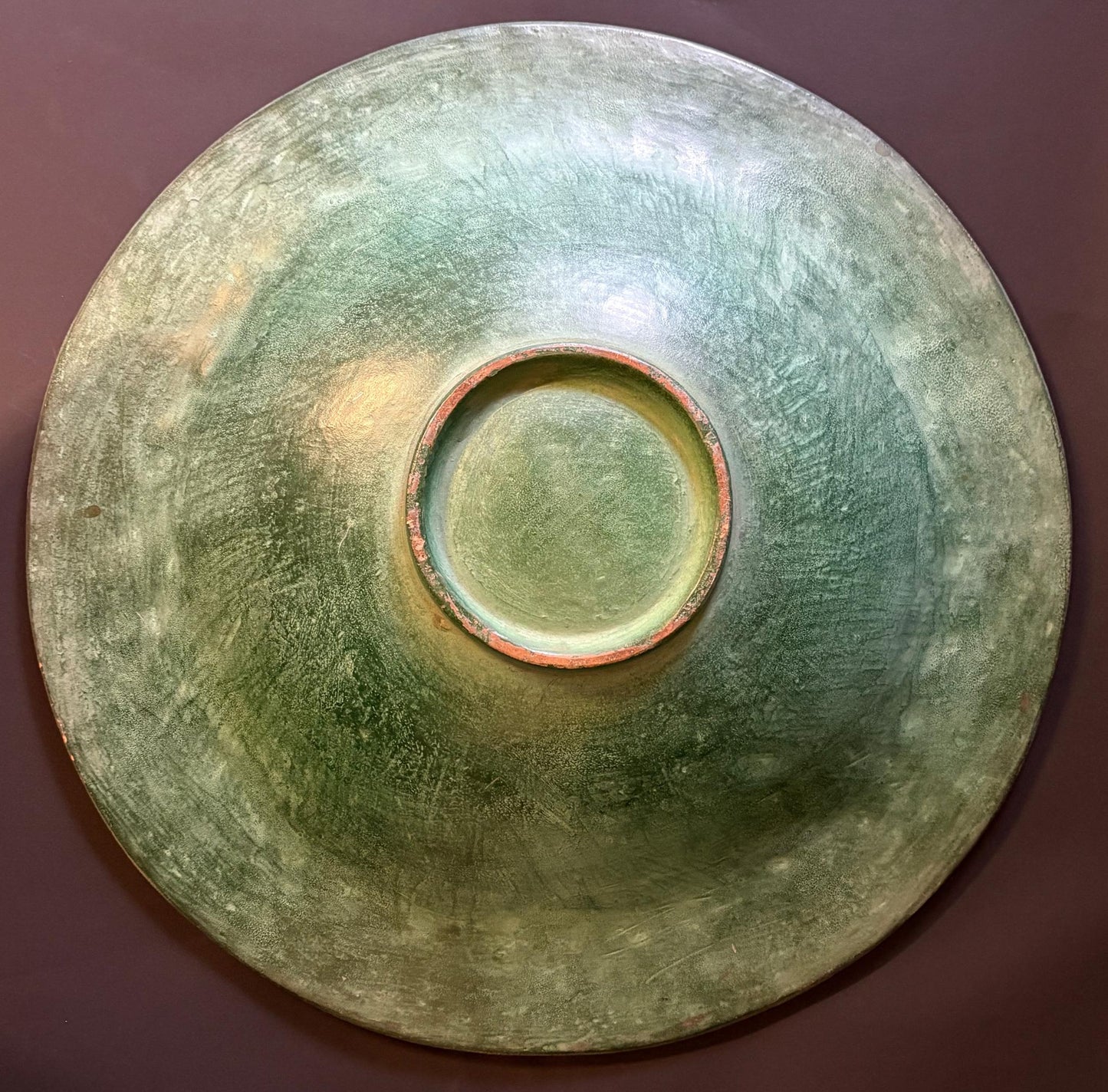 Moroccan Tamegroute Large Green Glazed Charger with Fish Border