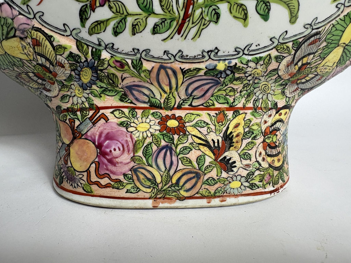 Large Chinese Famille Rose Moon Flask (Bianhu) with Twin Handles – 45 cm