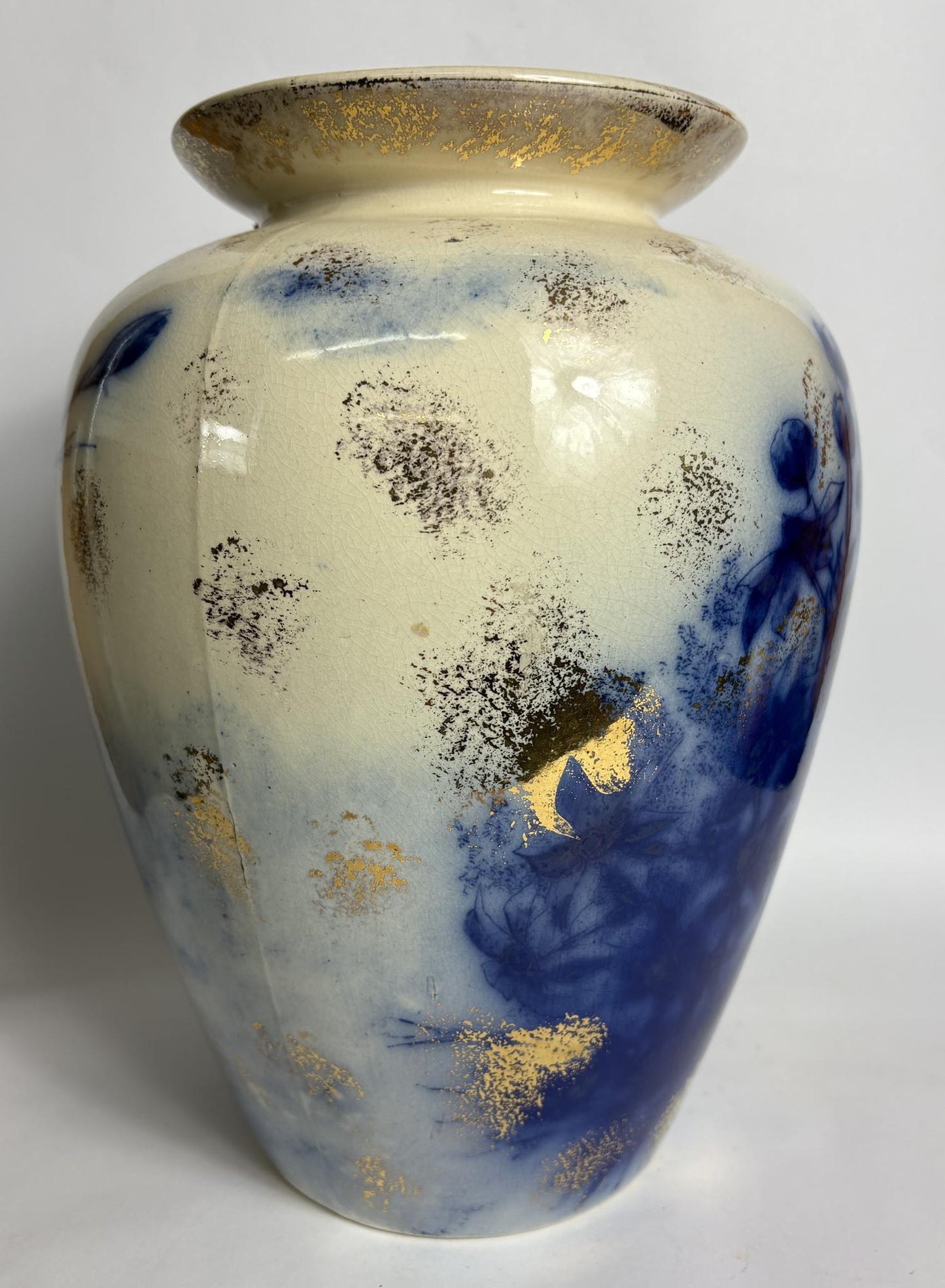 Thomas Forester “Phoenix Ware” Flow Blue Vase, c.1900 – Staffordshire Art Pottery - Large Antique
