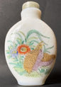 Early 20th Century Chinese Painted Glass Snuff Bottle – Quail & Flowers – 7cm – Three-Character Mark