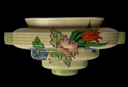 Crown Devon Wall Pocket Vase – Hand-Painted Floral - Vintage English Pottery