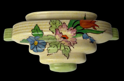 Crown Devon Wall Pocket Vase – Hand-Painted Floral - Vintage English Pottery