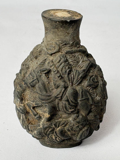 Snuff Bottle - Chinese – Patinated Metal Relief Immortals Scene (Qing/Republic Style)