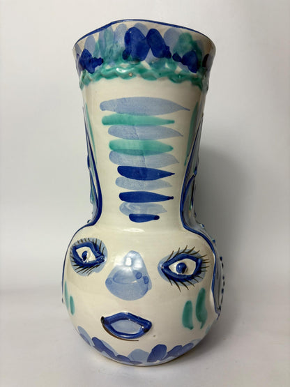 Ceramic Pitcher Jug – Picasso-Inspired - Hand Painted Blue & Turquoise