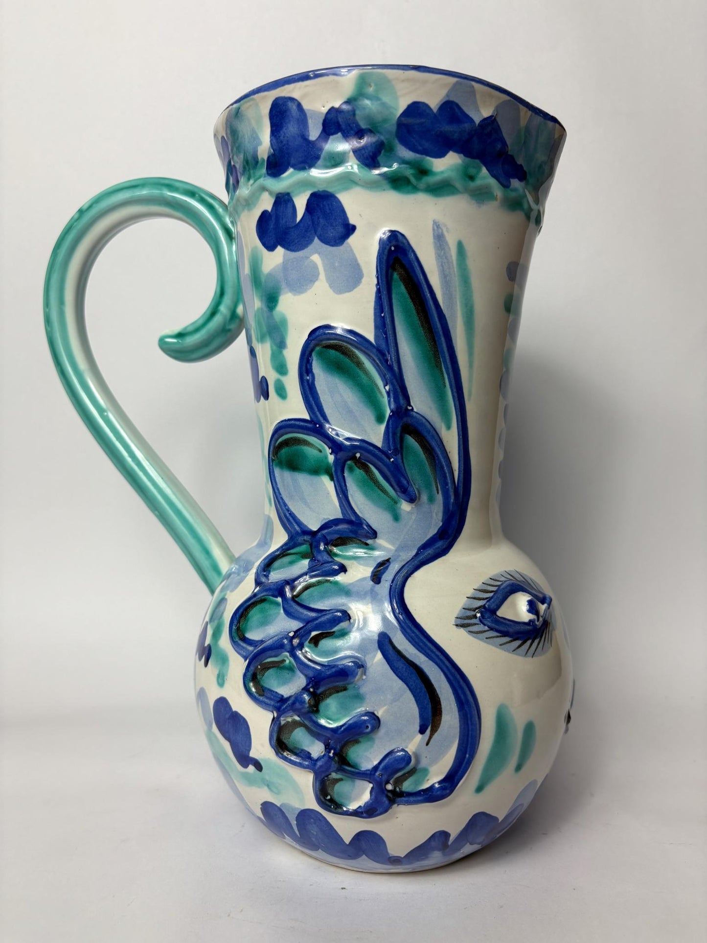 Ceramic Pitcher Jug – Picasso-Inspired - Hand Painted Blue & Turquoise