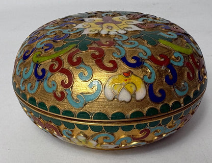Vintage Cloisonné Trinket Box with Lid – Floral Scroll Design