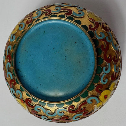 Vintage Cloisonné Trinket Box with Lid – Floral Scroll Design
