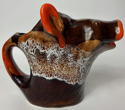 Vallauris Boar’s Head Jug / Pitcher - “Lava” Glaze – Mid-Century