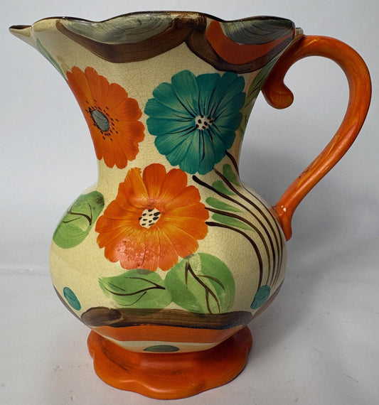 Hand Painted Crackle Glaze Floral Jug – Wadeheath