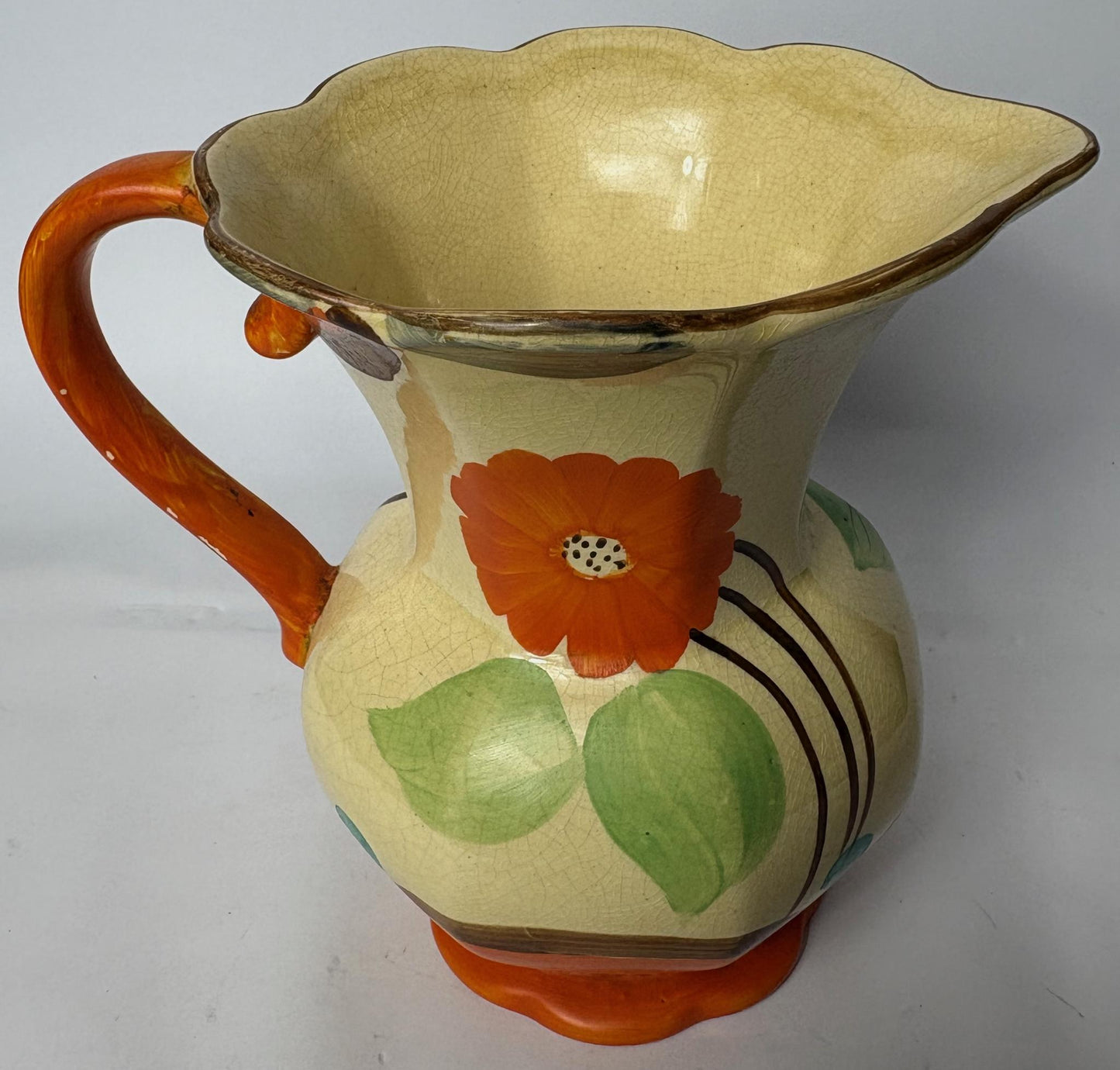 Hand Painted Crackle Glaze Floral Jug – Wadeheath