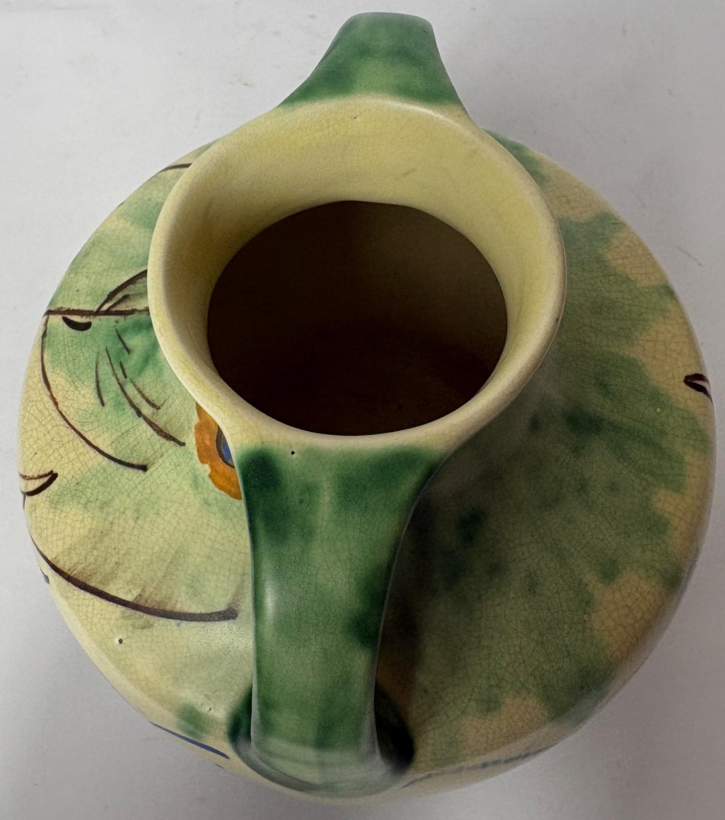 Hand Painted Bird & Floral Twin‑Handled Jug/Vase - Wadeheath Flaxman Ware