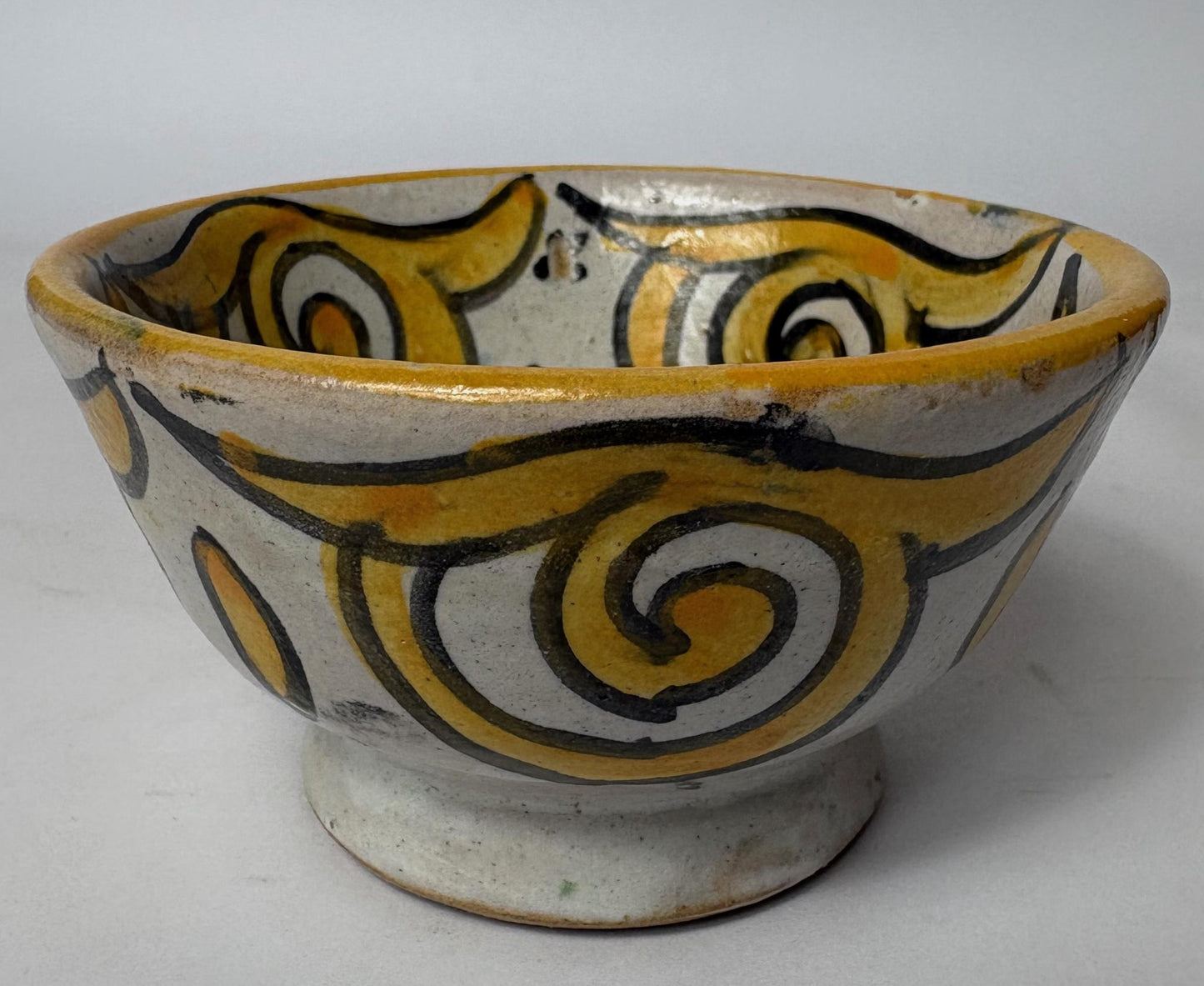 Iznik Style Yellow Scroll Bowl – Small Hand-Painted Ceramic Dish (9.5cm)