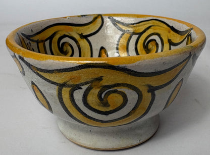 Iznik Style Yellow Scroll Bowl – Small Hand-Painted Ceramic Dish (9.5cm)