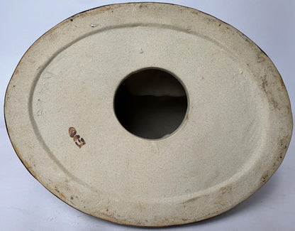 Pair of Vintage Glazed Ceramic Farm Animals – Cow & Pig on Oval Bases (c.25cm)