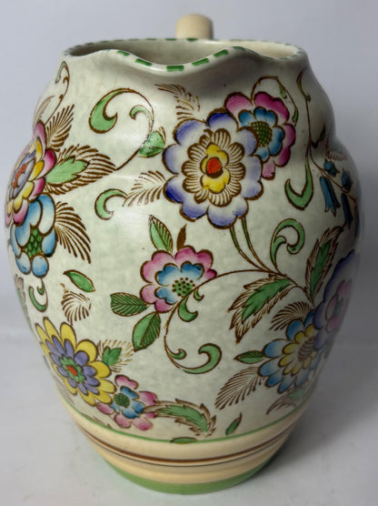 Art Deco Roskyl Pottery Jug with Floral Decoration, England c.1930s