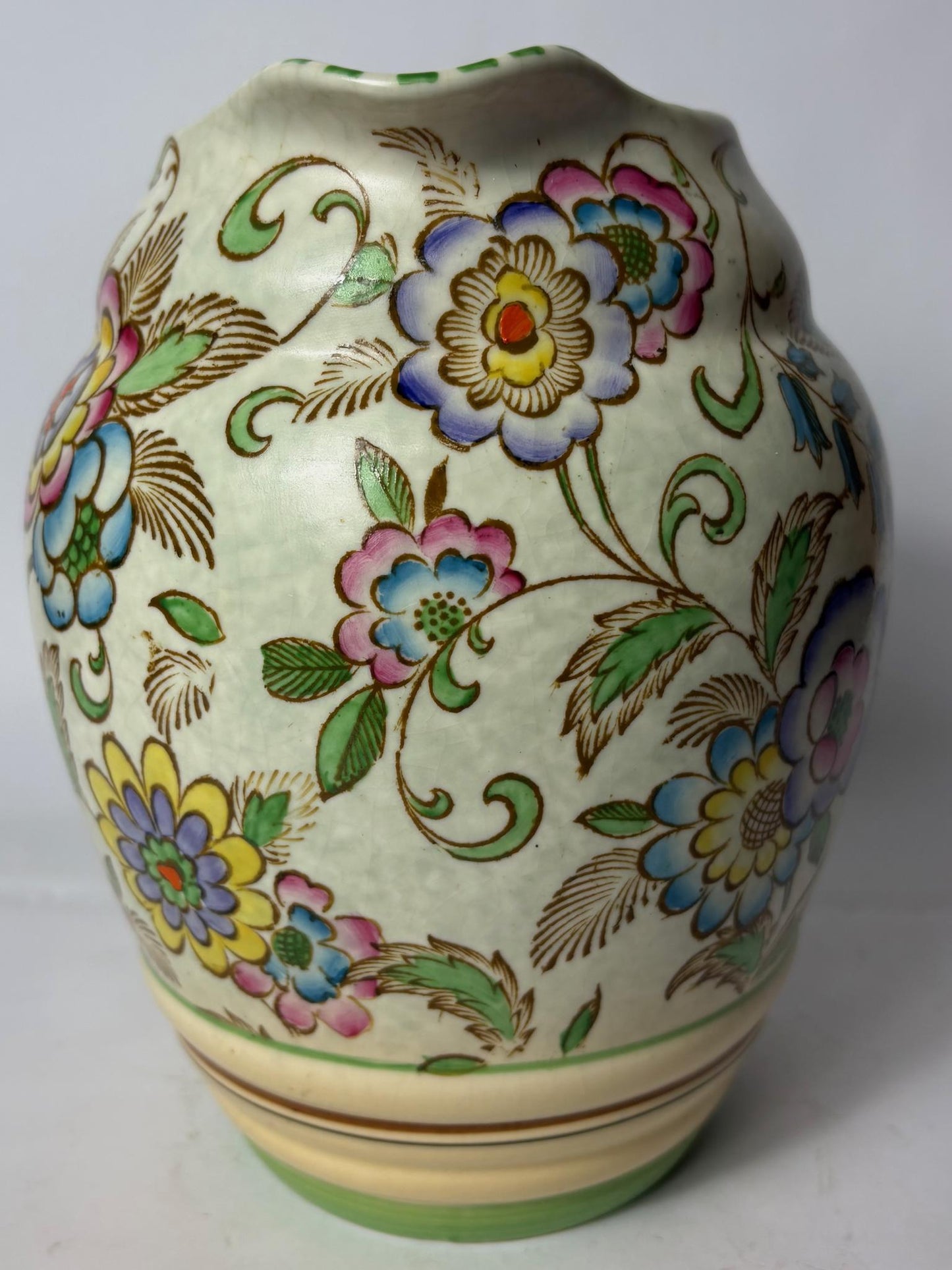 Art Deco Roskyl Pottery Jug with Floral Decoration, England c.1930s